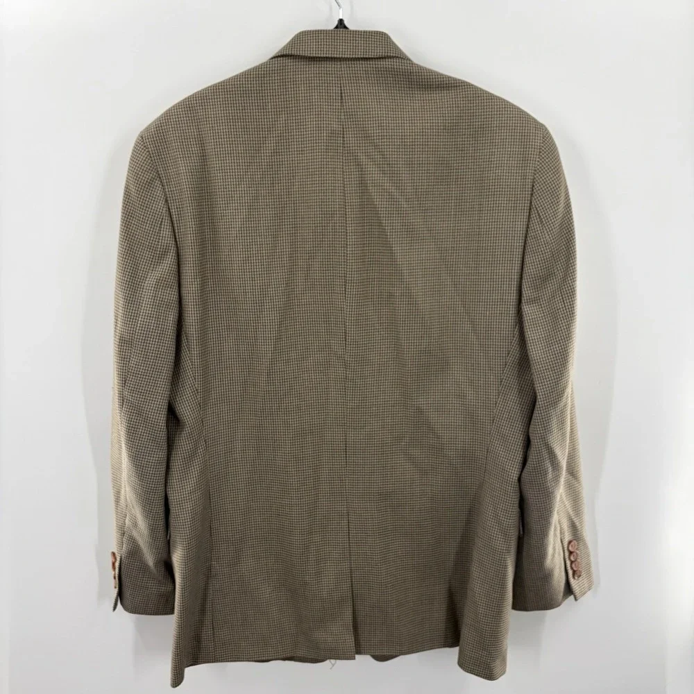 Lauren Ralph Lauren Blazer Mens 41R Brown Houndstooth Silk Wool Blend Sport Coat
